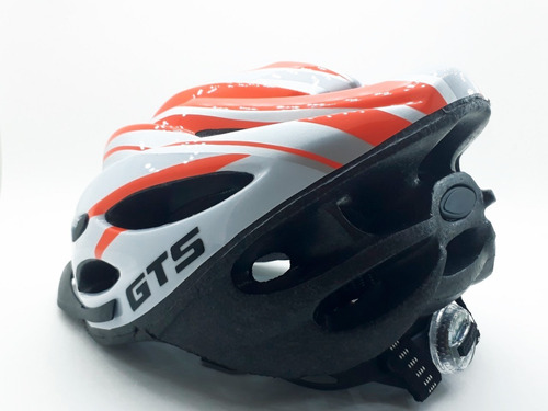 Capacete Com Sinalizador Led Ciclismo Bike Laranja Branco