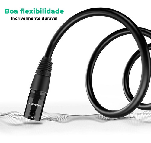 Imagem 3 de 7 de Ugreen Cabo Microfone Xlr Canon Macho Fêmea Balanceado 1m