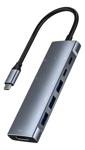 Hub Universal 9 Em 1 Usb-c Com 4k 3 Usb3.0 Ethernet Sd E