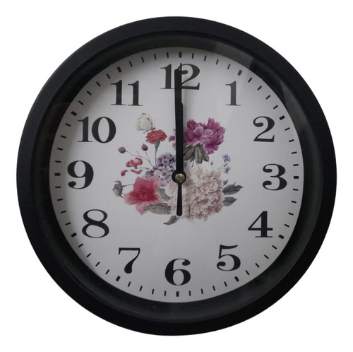 Reloj De Pared Redondo Flores 20cm Analógico Vintage Delsur