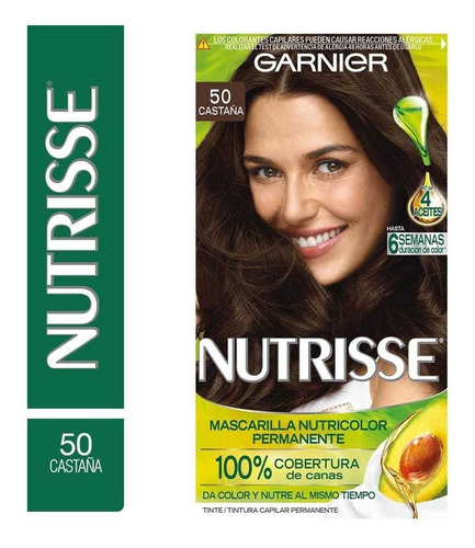 Kit Tinta Garnier  Nutrisse regular clasico Mascarilla nutricolor permanente tono 50 castaña para cabello