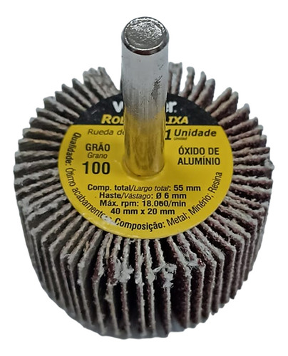 Kit 6 Lixas Circular Roda Pg 40 X 20mm Grão 100 - Vonder