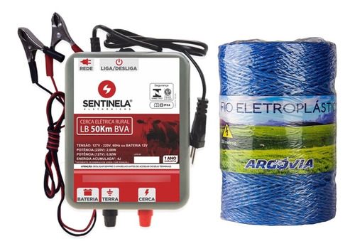 Kit Eletrificador Cerca Elétrica Rural Lb 50.000 + Cabo 500m