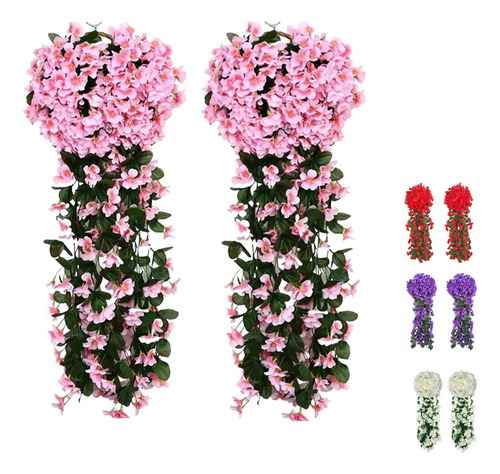2 Flores Artificiales Decorativas Colgantes Boda Decoracion Color Rosa Pálido