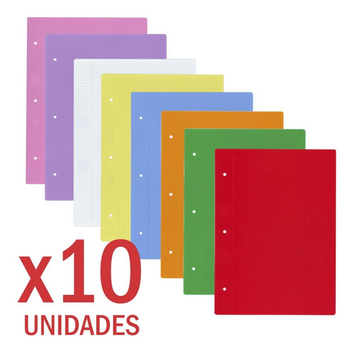 10 Carpetas Plasticas Nº3 Colores Transparente Escolar Tapas