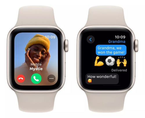 Apple Watch SE (2nd GEN) GPS • Caja de aluminio blanco estelar de 44 mm • Correa deportiva blanco estelar - M/L - Excelente (Reacondicionado)