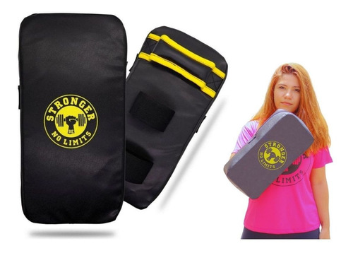 Parador De Chute Lutas Original Preto Par Amarelo Muay Thai