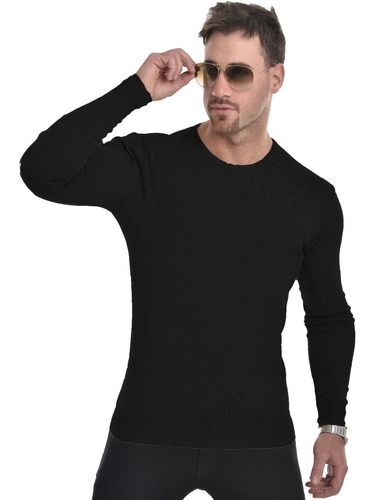 Imagen 1 de 3 de Sweater Pullover Hombre Entallado De Hilo Liso Colores