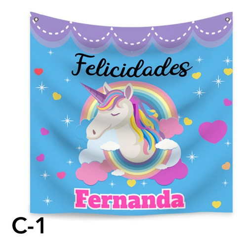 Feliz Cumpleaños Letreros De Unicornio Personalizado 1x1m