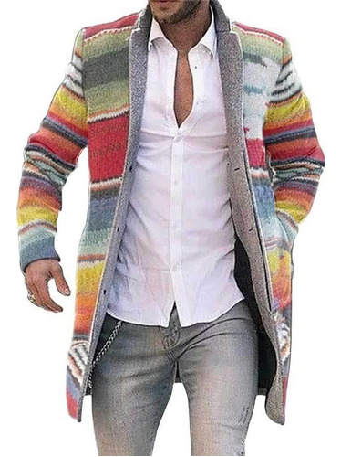 Chaqueta Slim-fit Estampada For Hombre De Longitud Media