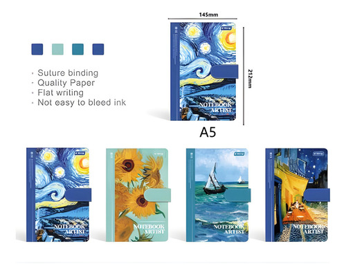 1 Libreta A5cuaderno Económico Profesional Van Gogh Escolar
