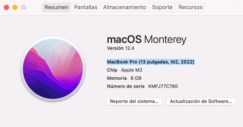 Remato Macbook Pro 13''apple M2  8 Gb Ram 256 Gb Como Nueva