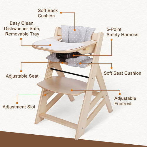 Trona De Madera Convertible En Forma De Cuna Con Alimentació