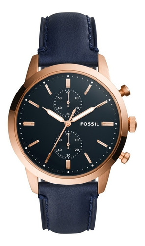 Reloj Caballero Fossil Fs5436 Color Azul De Piel