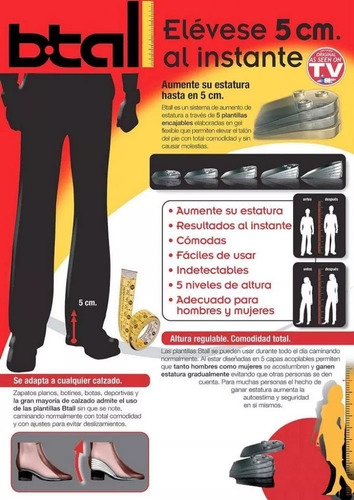 Plantillas Ortopédicas Aumenta Estatura 5cm Indetectables!!