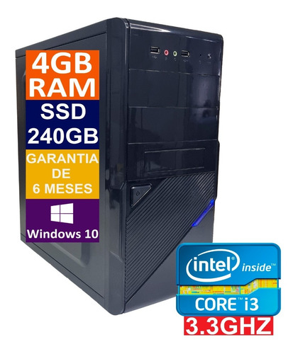 Imagem 1 de 5 de Pc Computador Cpu Intel Core I3 Ssd 240gb / 4gb Memória Ram