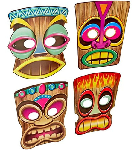 Máscaras De Tiki 10inch 4paquete Paquete De 1 Multicolor