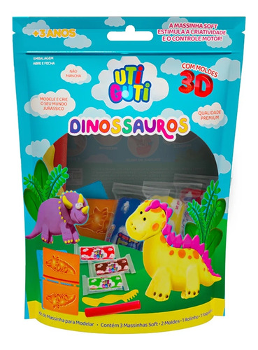 Kit Massinha De Modelar Dinossauros Uti Guti