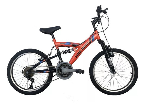 Bicicleta Niños Mtb Firebird Doble Suspension Rodado 20 18v Color Naranja