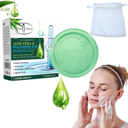 Jabón De Aloe Vera Y Ácido Hialurónico Hidrata Antiacné