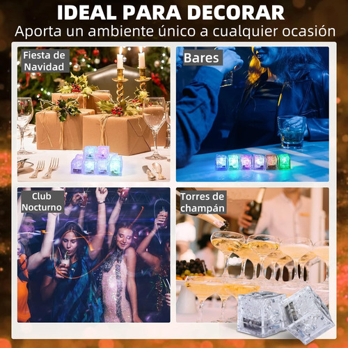 48cubos De Hielo Con Led Impermeable Con Parpadeo Multicolor