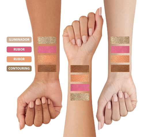 Paleta De Rostro Rubor Iluminador Y Contorno Xulu Cosmeticos