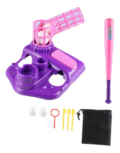 W Máquina Lanzadora Con 4 Pelotas Blandas Y Bate, Violeta