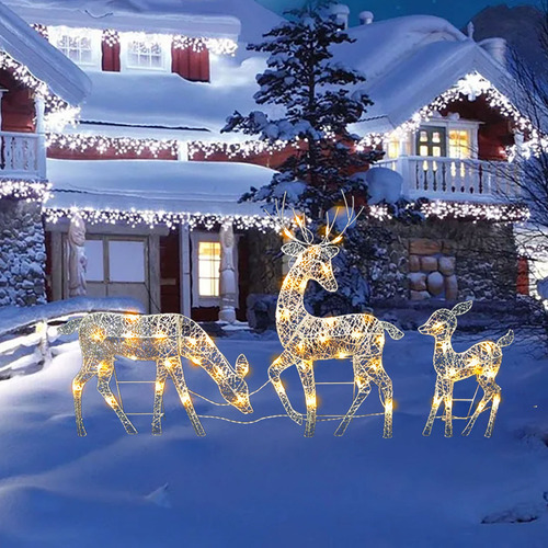 - Adornos Navideños Con Renos, Luces Led For Ciervos