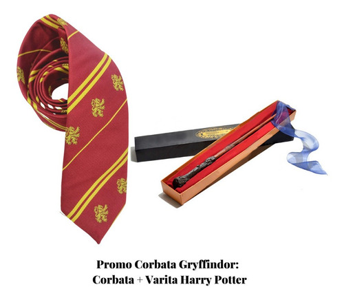 Promo Corbata Gryffindor: Corbata + Varita - Harry Potter