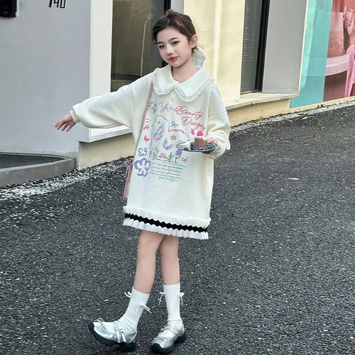 Sudadera Con Cuello De Muñeca Y Borde Floral Para Niña