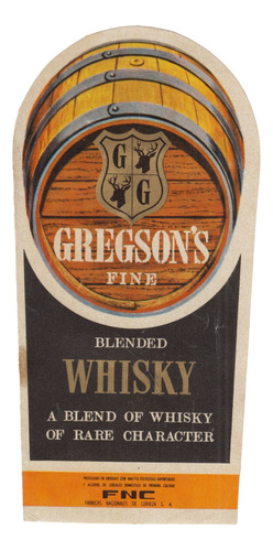 Antigua Etiqueta Whisky Gregsons Fabricas Nacionales Cerveza