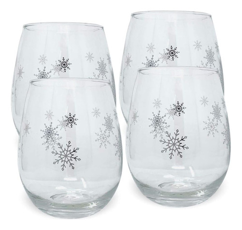 Banberry Designs Juego De Copas De Vino De Invierno Con Copo