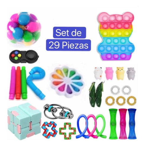 29 Piezas Pop Fidget Juguete Push Pop Juego Anti Estrés