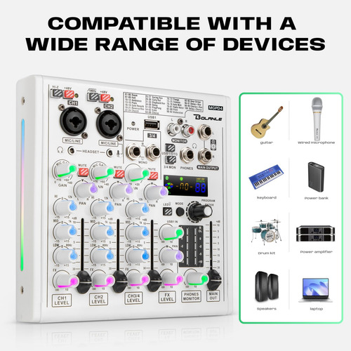 Mezclador De Audio Profesional De 4 Canales De 4 Canales Con