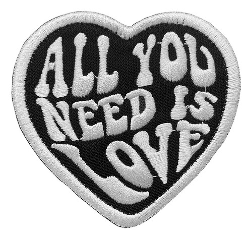 Black All You Need Is Love Iron On Sew On Parche Divert...