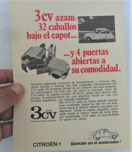 Folleto Citroen 3cv Azam Antiguo Original No Manual  Auto