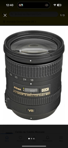 Lente Nikon 18-200mm F/3.5-5.6 G If-ed Af-s Dx Vr Ii Nikon F Preto