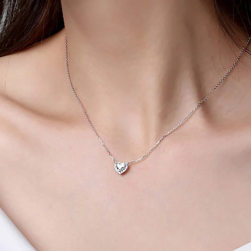 Set Collar Y Arete Mujer Corazon Cristal Suizo En Oro De 18k