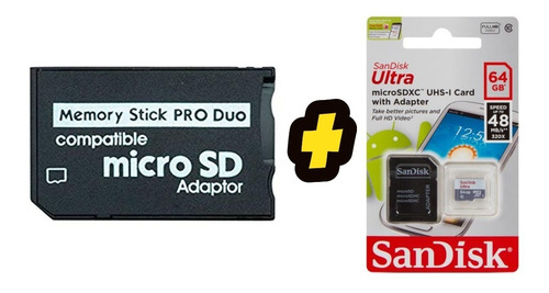 Adaptador Micro Sd Psp + Memoria Micro 64 Gb Convertidor