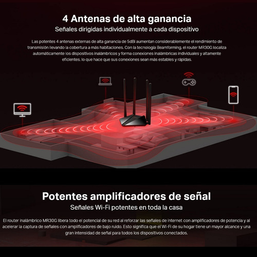 Router Gigabit Wifi De Doble Banda Ac1200, Mercusys Mr30g