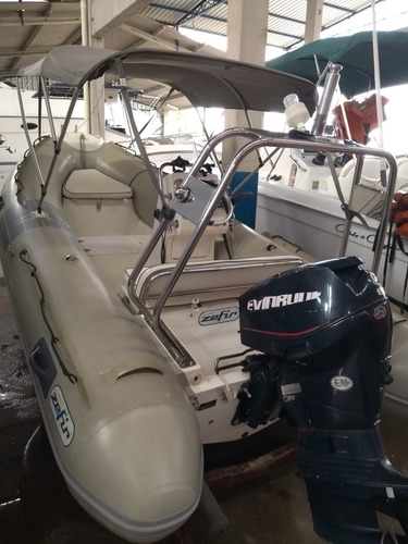 Bote Inflável Zefir F420 Casco Rígido C/ Motor Evinrude Etec