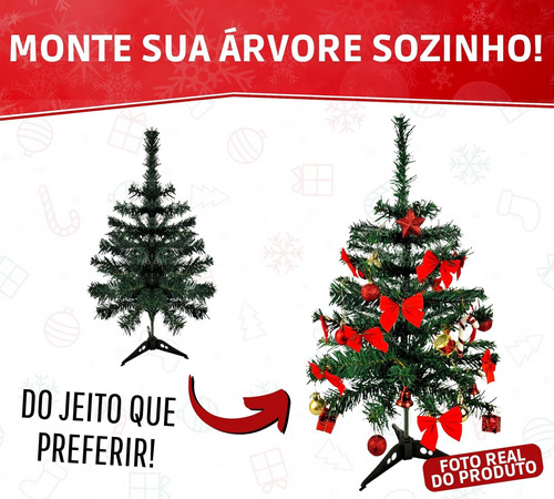 Árvore De Natal Pequena 60cm Com Decoração Completa | MercadoLivre