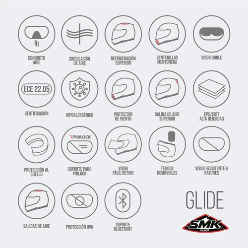 Imagen 5 de 7 de Casco Rebatible Smk Glide Classic Doble Visor