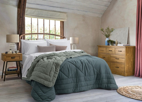 Acolchado C/ Corderito Alcoyana Norway King - 280x250 Verde Ingles Lisa