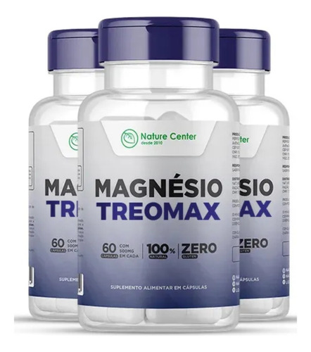 Kit 3 Magnésio Treomax L-treonato 60 Cápsulas Sabor Sem Sabor