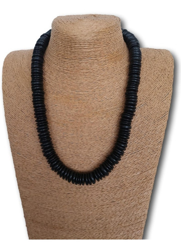 Imagem 4 de 4 de Colar Masculino Disco Coco Preto Fef. 1410