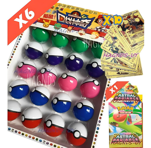 Pokemon Pokeball Pack X6 Pokebola + 10 Doradas + Mazo