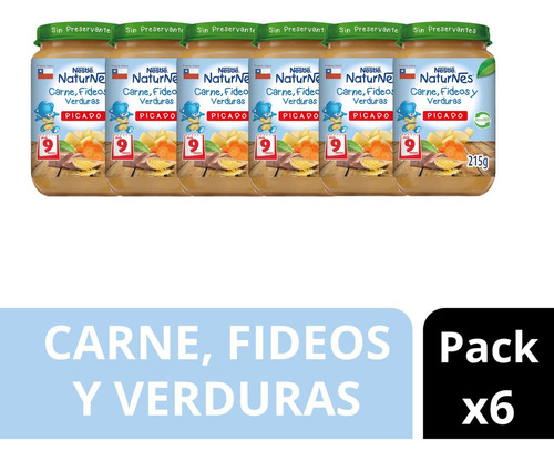 Pack X6 Picado Nestlé Naturnes Carne Fideos Y Verduras 215g