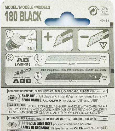 Imagem 5 de 5 de Estilete 9mm Profissional Olfa 180 Black Precisão Metal