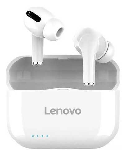 Fone de ouvido in-ear sem fio Lenovo LivePods LP1S branco com luz LED